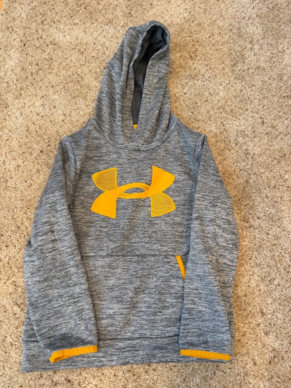 Under Armour Heather Gray Hoodie with Yellow Logo Accents